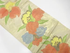 アンティーク　百合模様織出し袋帯（着用可）